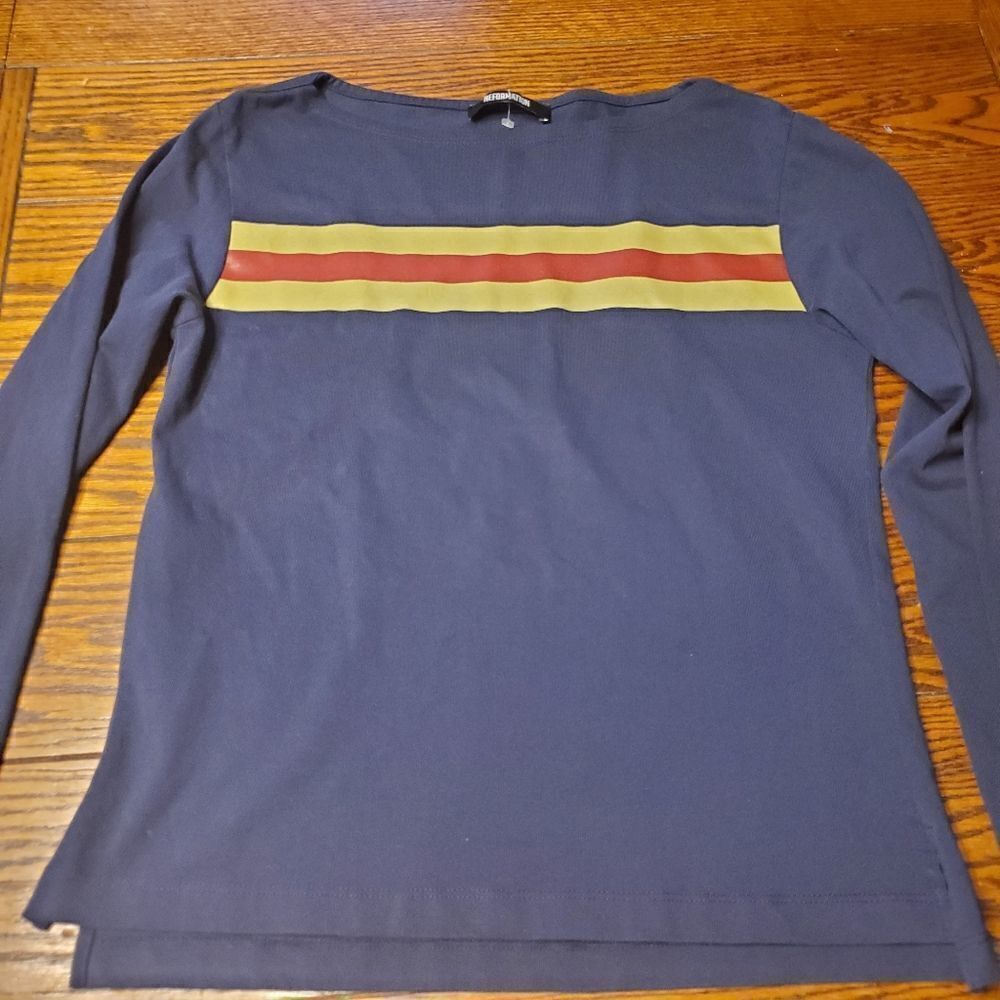 Reformation blue&stripes tshirt size small